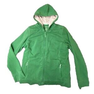 L.L.Bean Misses Green Zip Up Hoodie-Lined Fleece-Medium-Clean!